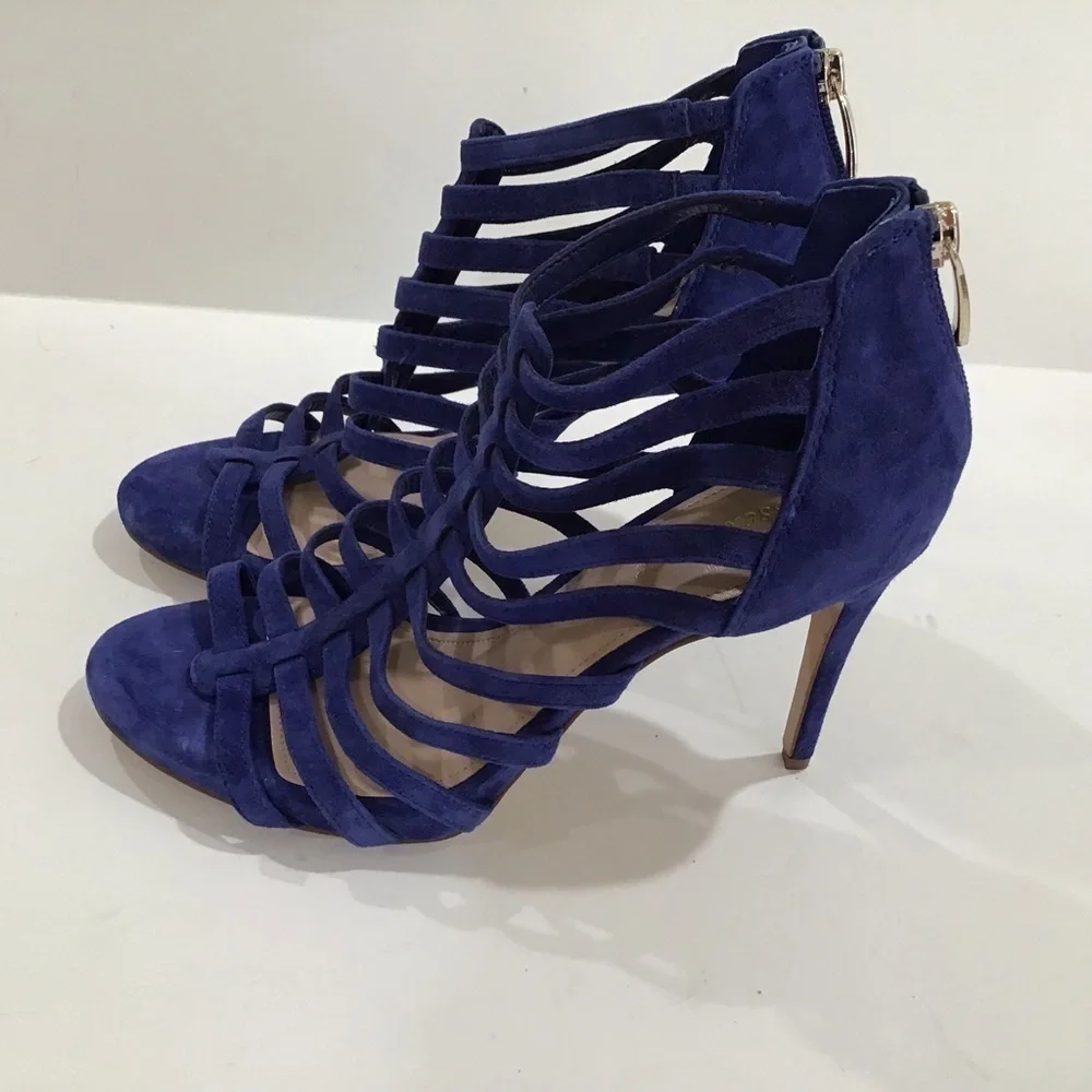 Essex Lane ankle Strap gladiator high heels Blue suede size 8.5 M